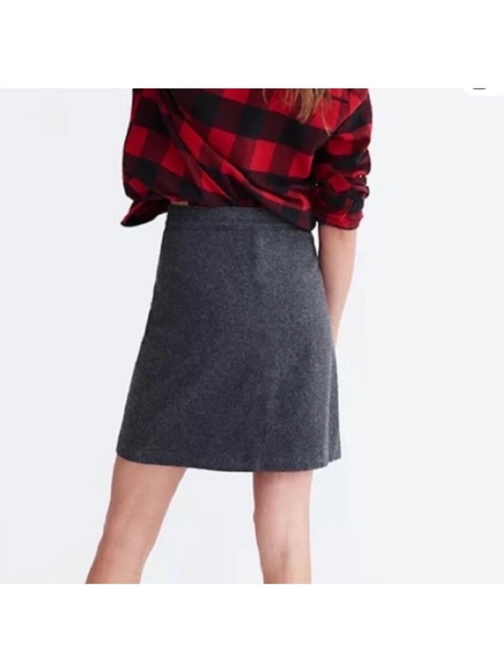 Madewell Studio Zip A-line Charcoal Gray Zip-Front Mini Skirt NWT - Picture 2 of 9